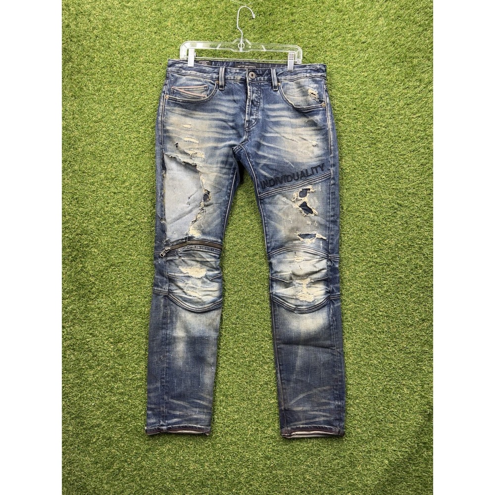 Cult of Individuality Greaser Moto Jeans Mens 33x34 Distressed Denim Rips y2k
